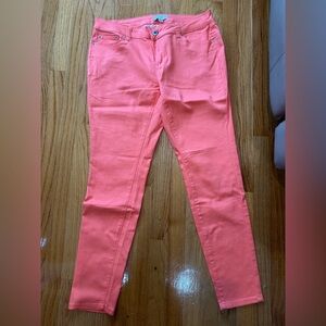 Forever 21 Women's Bright Coral Skinny Jeans